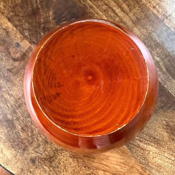 Vintage Hand Turned Wood Vase Lacquered Handmade Rustic Planter Glossy 5” - Picture 8 of 9
